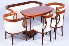Restored Art Deco Seating Set, Palisander, Reupholstered, France. 1920s
