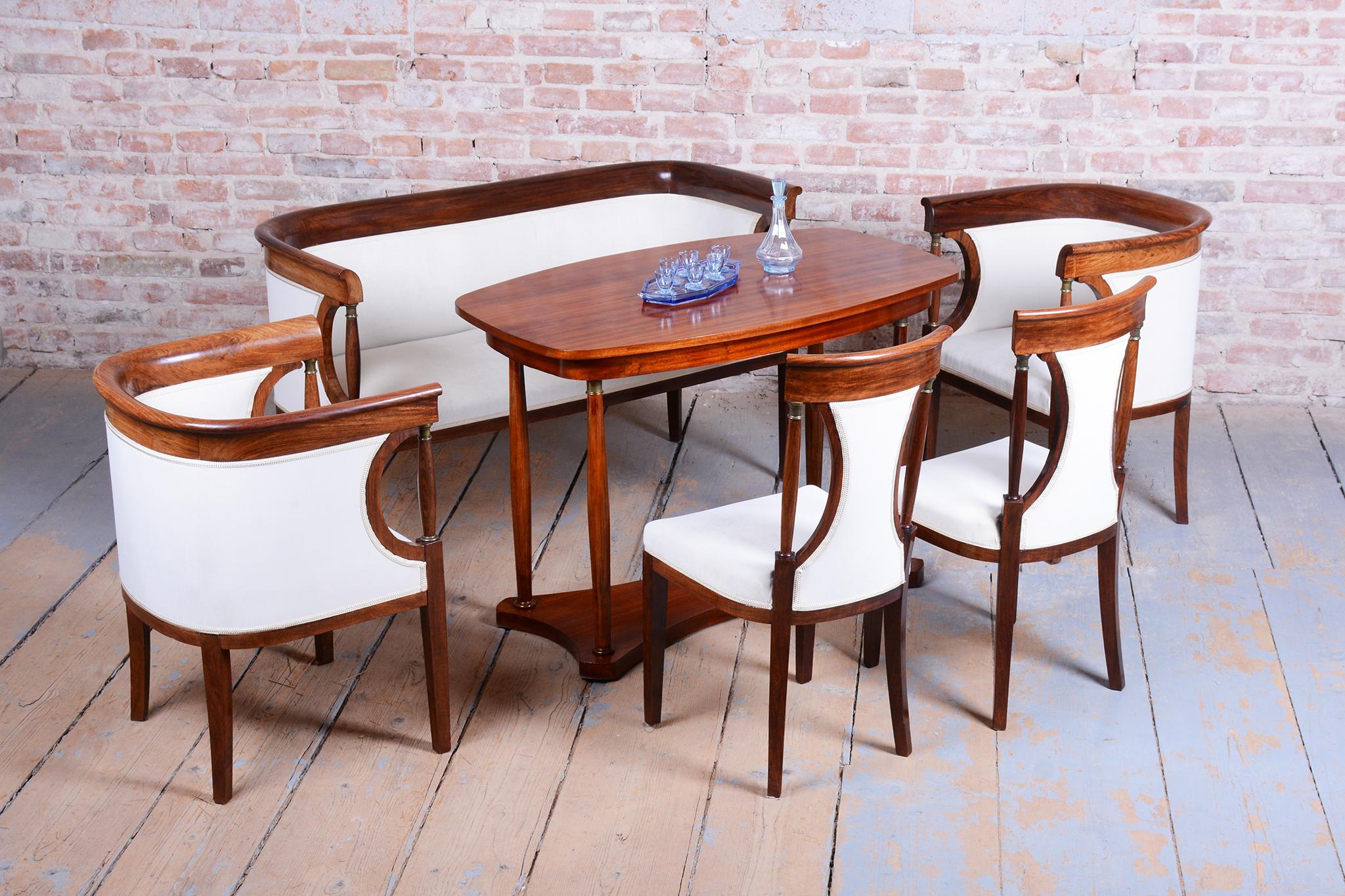 Art déco Restored Art Deco Seating Set, Palisander, Reupholstered, France. 1920s en vente