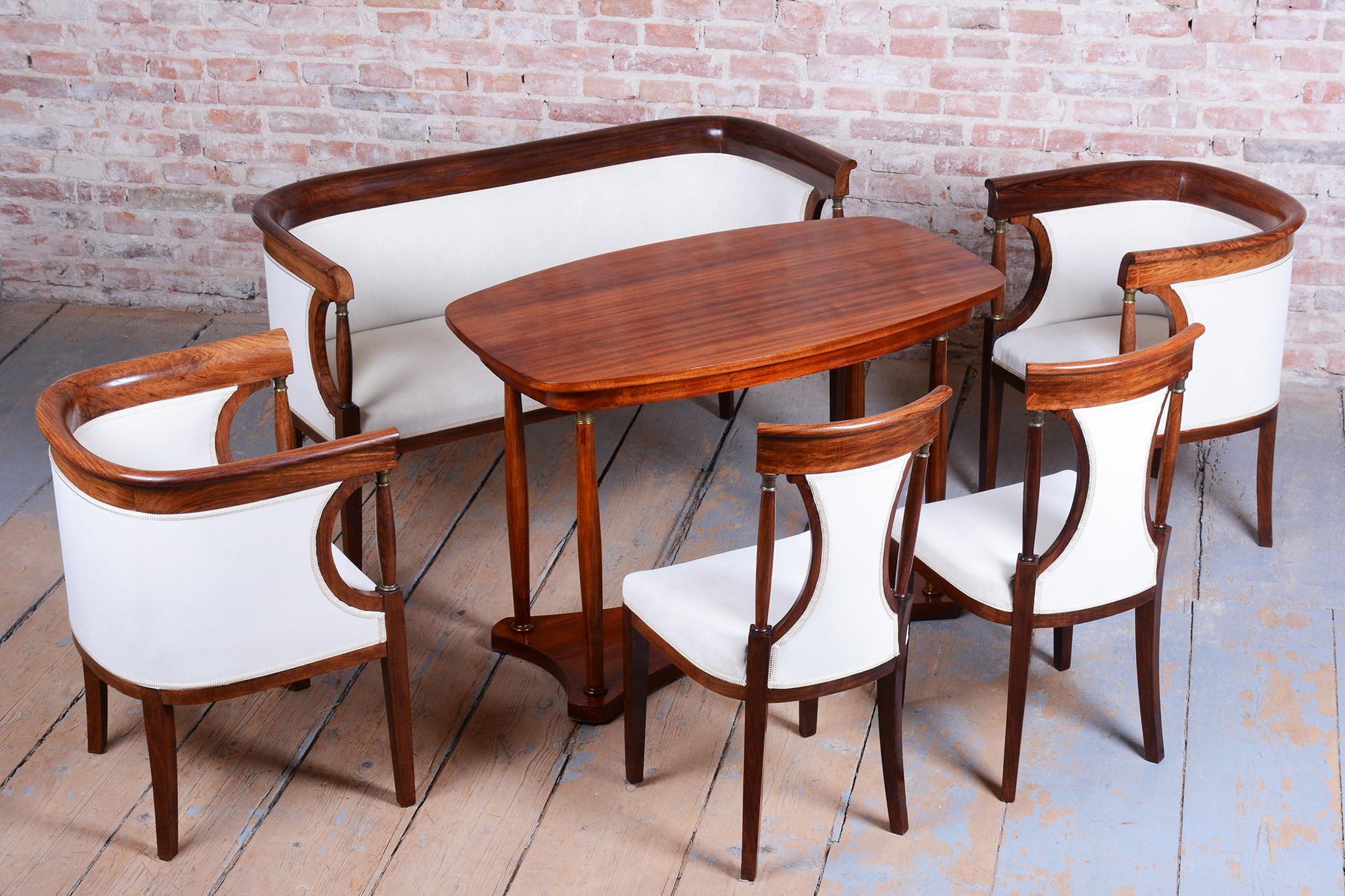 Français Restored Art Deco Seating Set, Palisander, Reupholstered, France. 1920s en vente