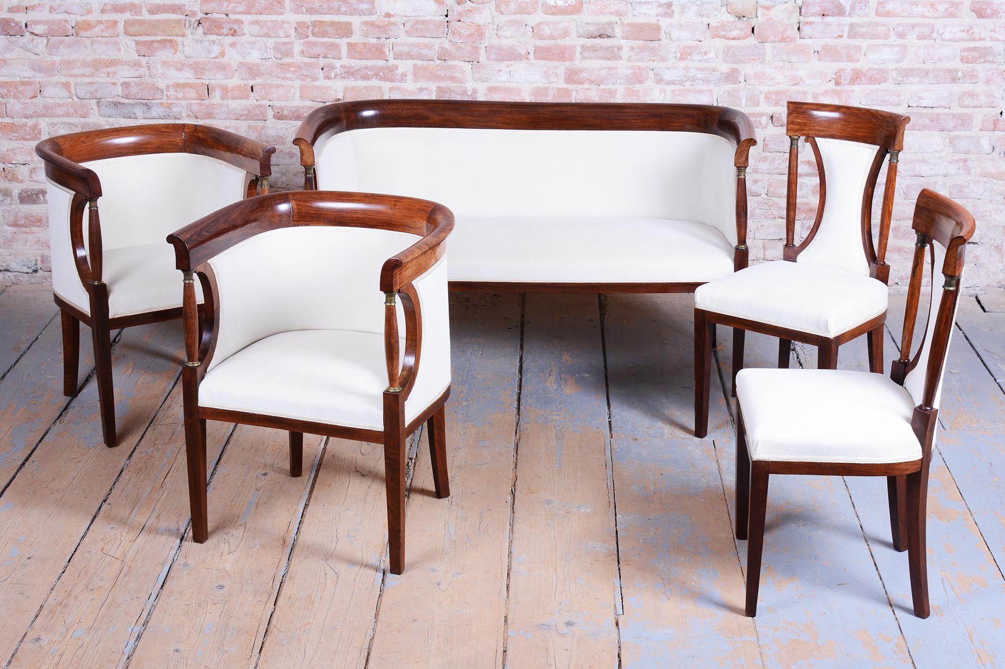 Début du 20ème siècle Restored Art Deco Seating Set, Palisander, Reupholstered, France. 1920s en vente