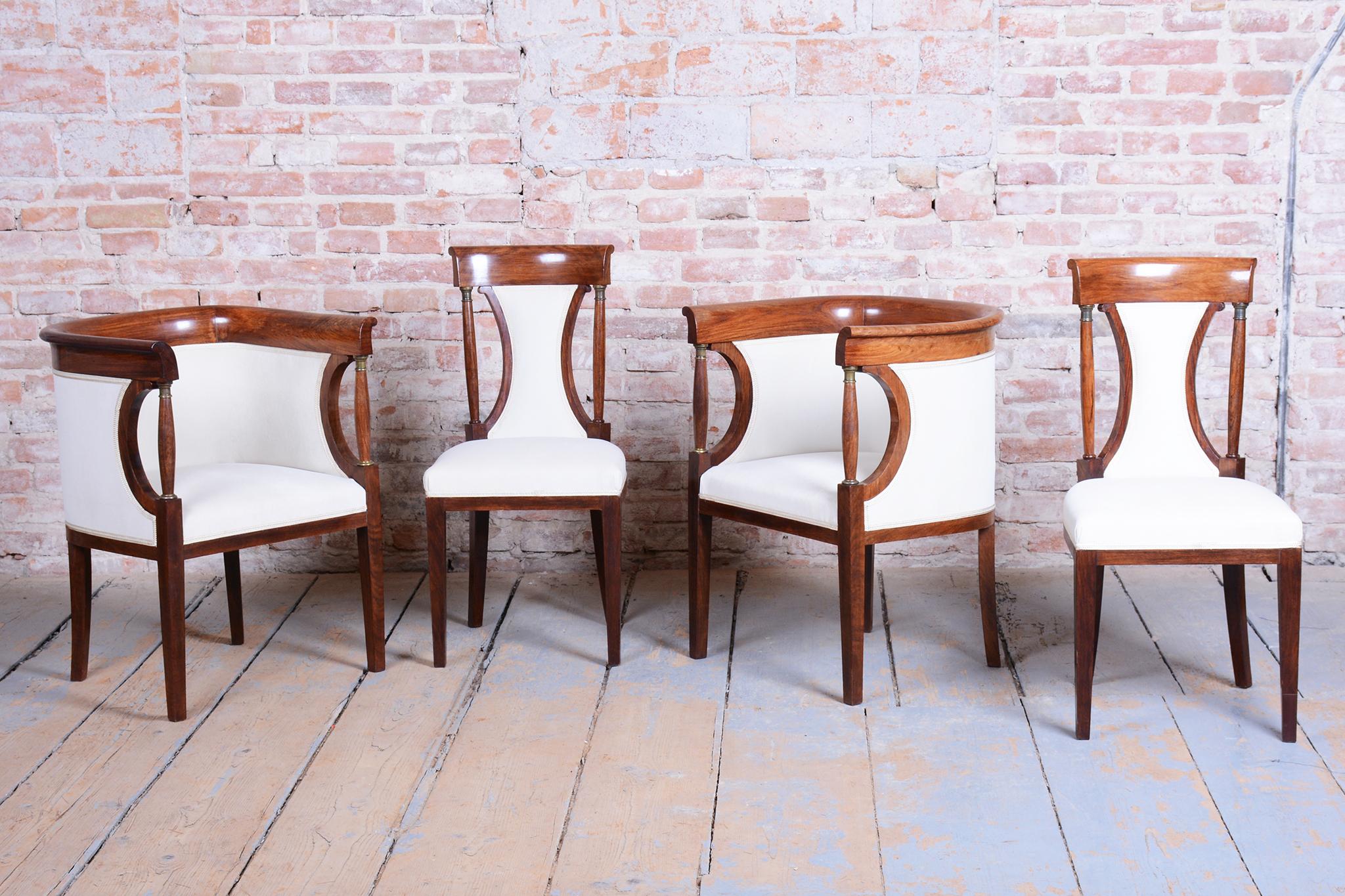 Tissu d'ameublement Restored Art Deco Seating Set, Palisander, Reupholstered, France. 1920s en vente