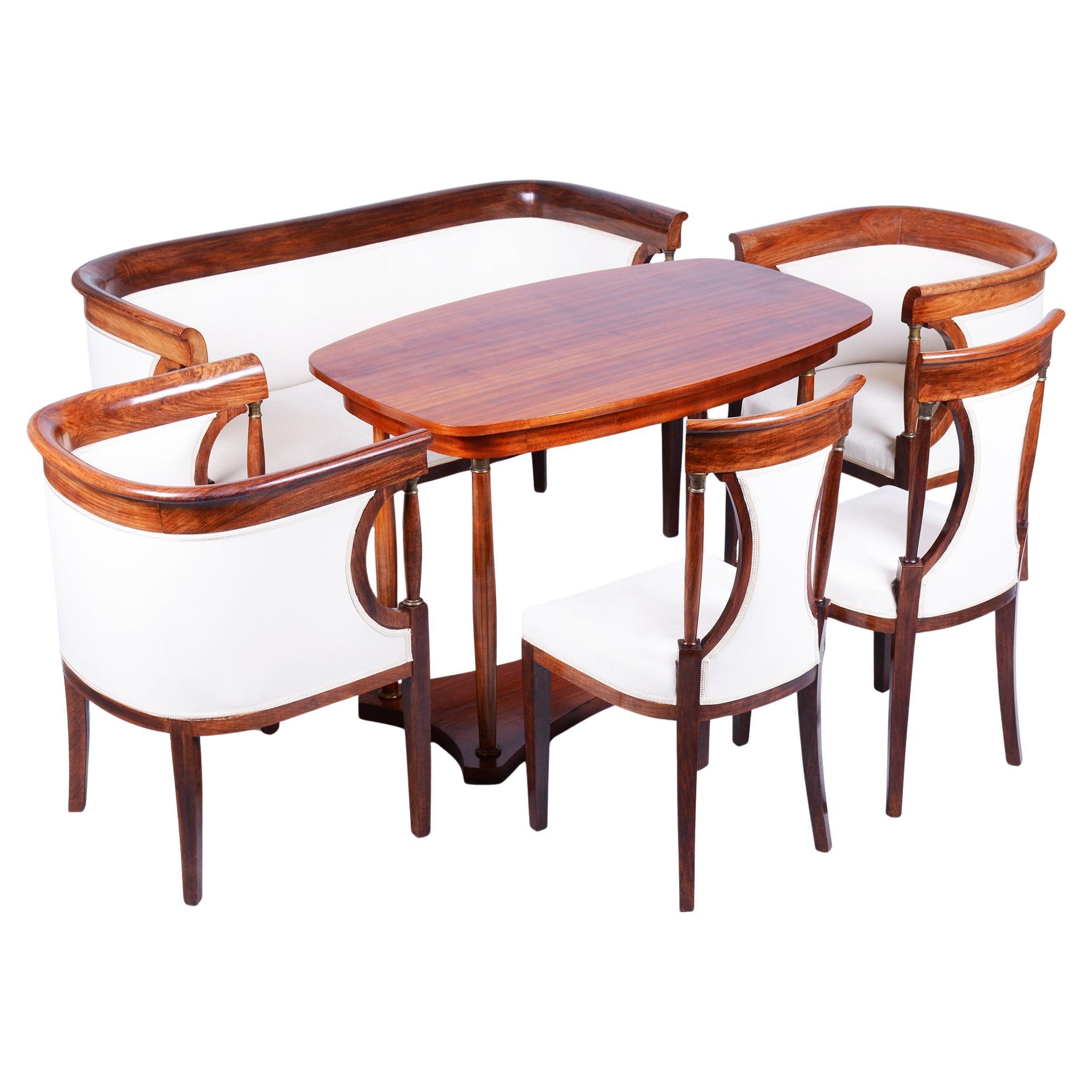 Restored Art Deco Seating Set, Palisander, Reupholstered, France. 1920s