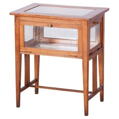 Restored Art Deco Serving Trolley, Walnut, Faceted Glass, Czech, 1920s