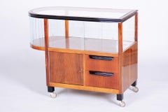 Restored Art Deco Serving Trolley, Walnut, Glass, Repolished, Czech, 1920s