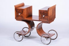Restored Art Deco Serving Trolley, Walnut, Revived Polish, France, 1920s