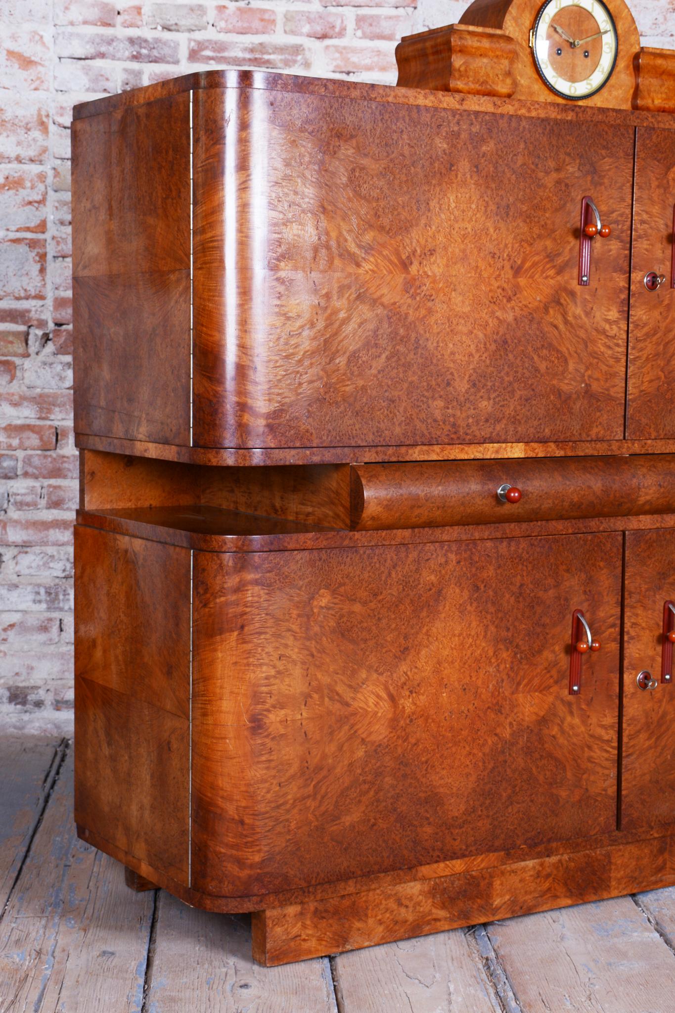 Restored Art Deco Sideboard, by J. Halabala, UP Zavody, Mahogany, Czech, 1920s For Sale 8