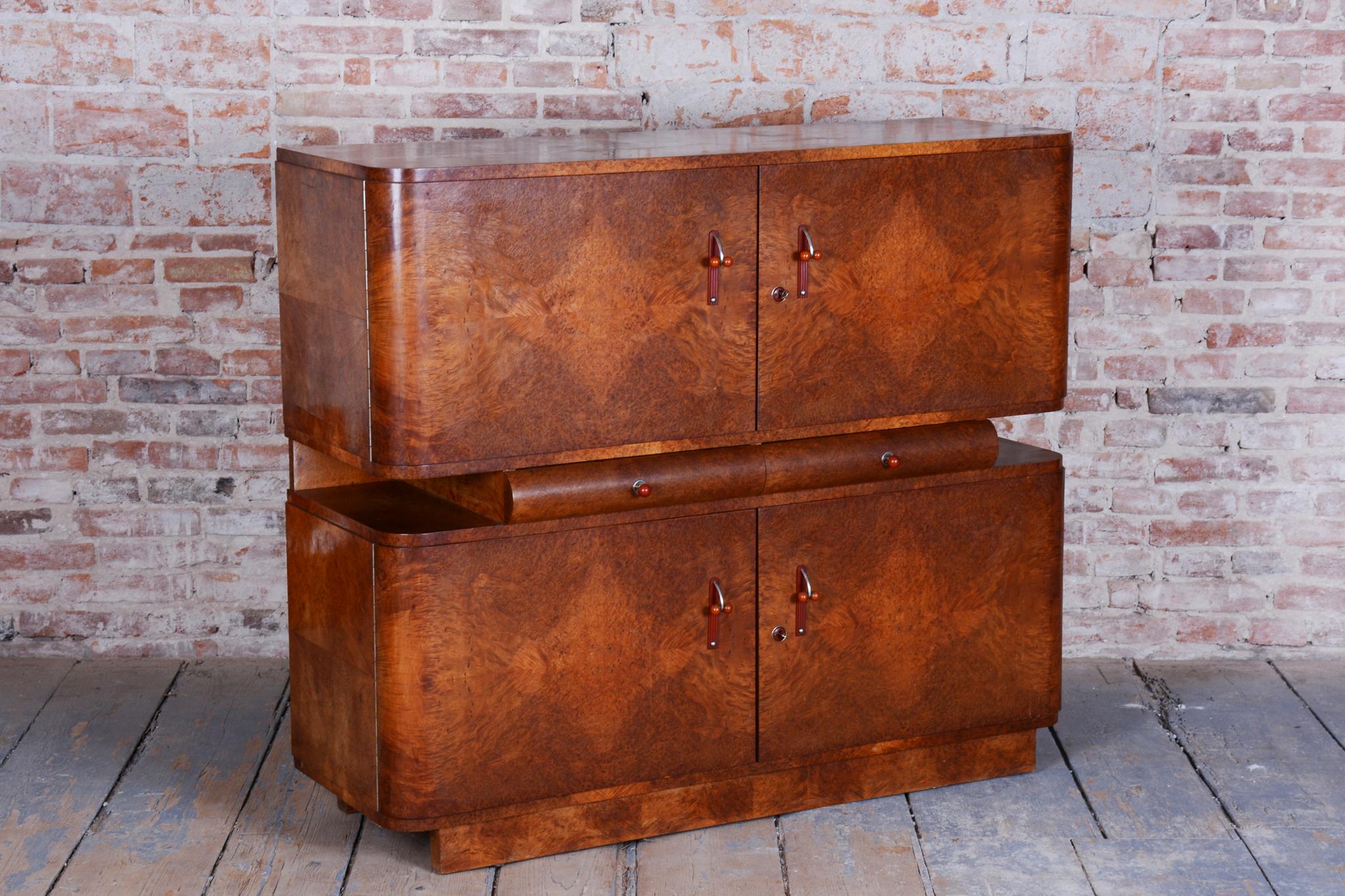 Restored Art Deco Sideboard, by J. Halabala, UP Zavody, Mahogany, Czech, 1920s For Sale 13