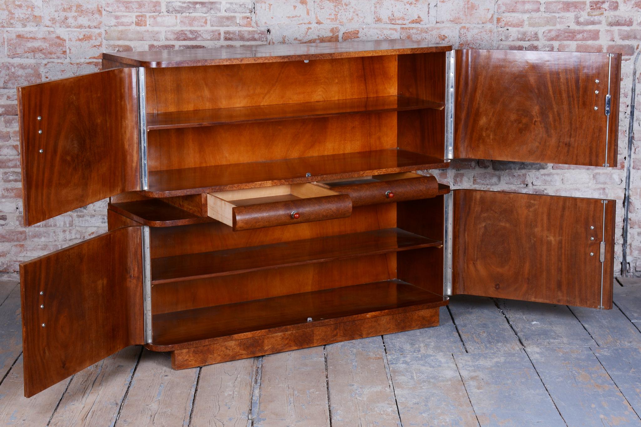 Restored Art Deco Sideboard, by J. Halabala, UP Zavody, Mahogany, Czech, 1920s For Sale 14