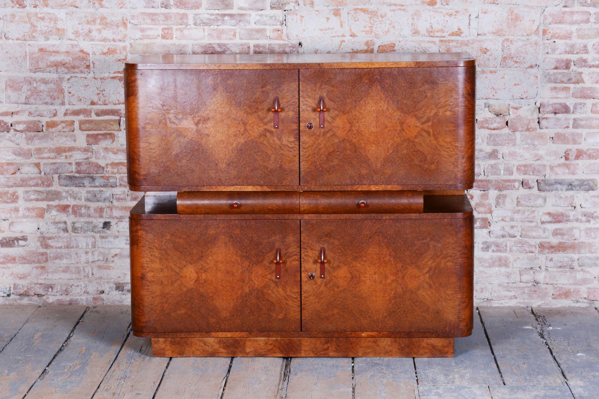 Early 20th Century Restored Art Deco Sideboard, by J. Halabala, UP Zavody, Mahogany, Czech, 1920s For Sale