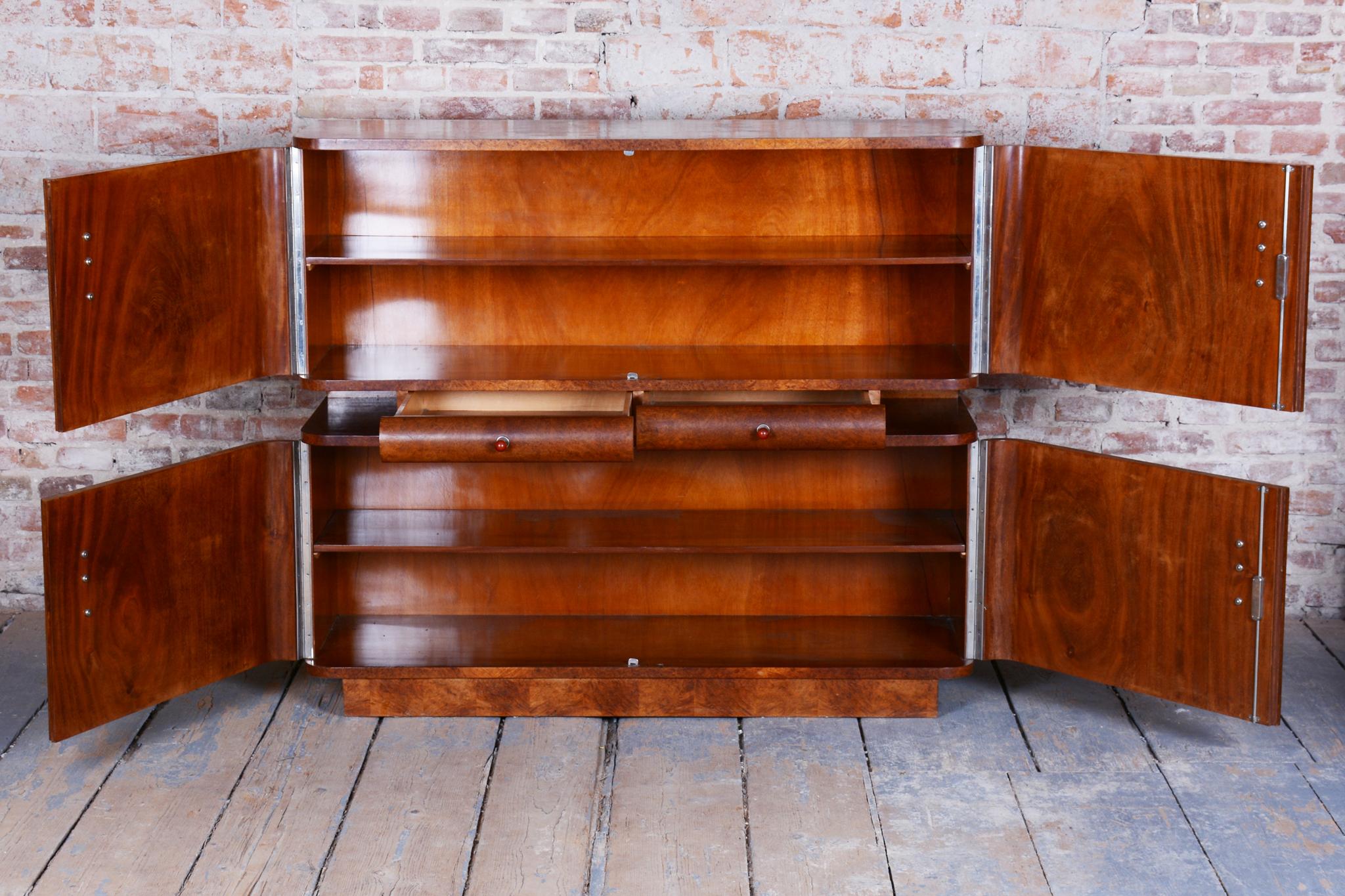 Restored Art Deco Sideboard, by J. Halabala, UP Zavody, Mahogany, Czech, 1920s For Sale 2