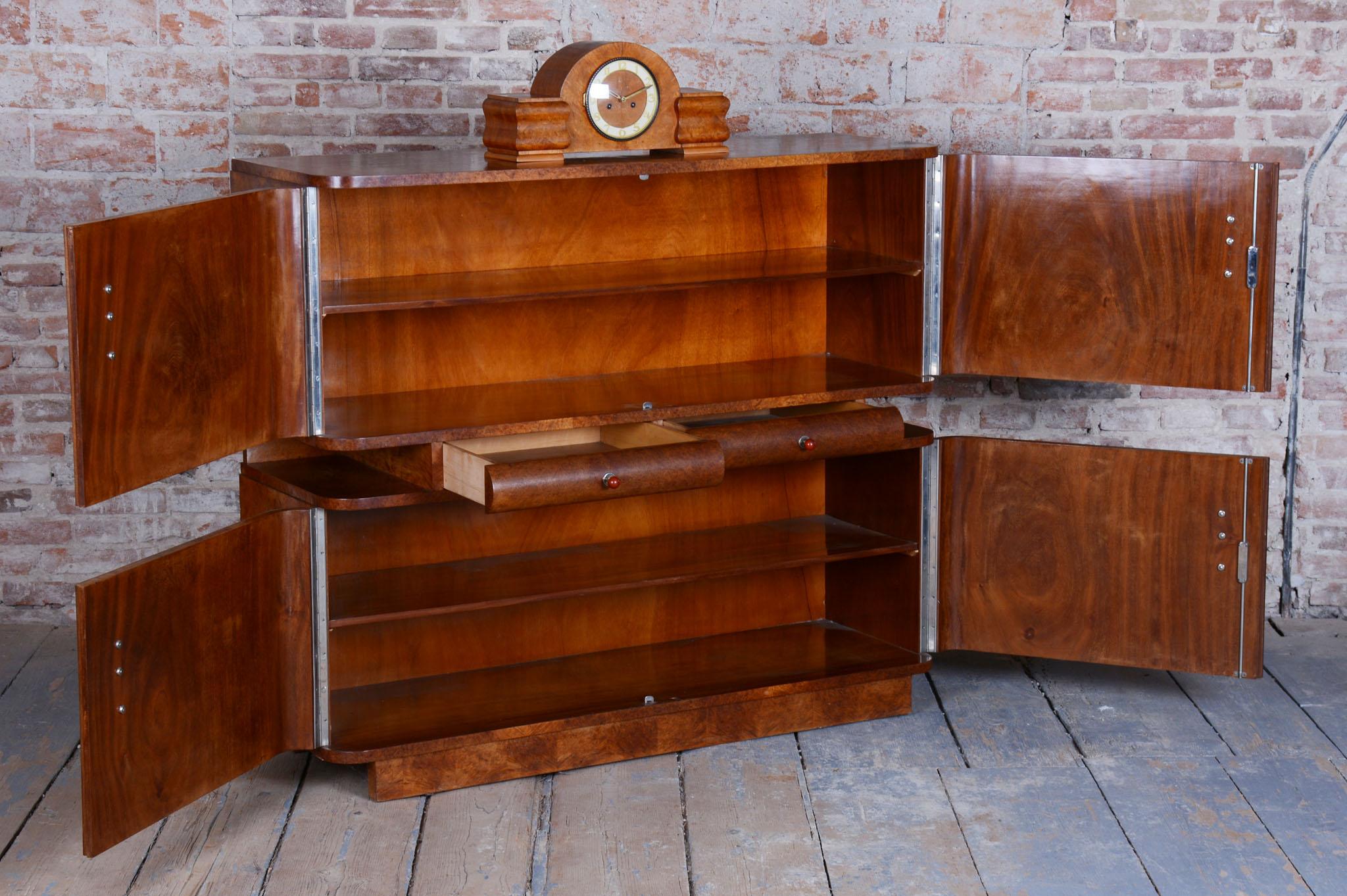 Restored Art Deco Sideboard, by J. Halabala, UP Zavody, Mahogany, Czech, 1920s For Sale 4