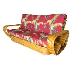 Restored Art Deco Six-Strand Rattan Sofa and Lounge Chair Set