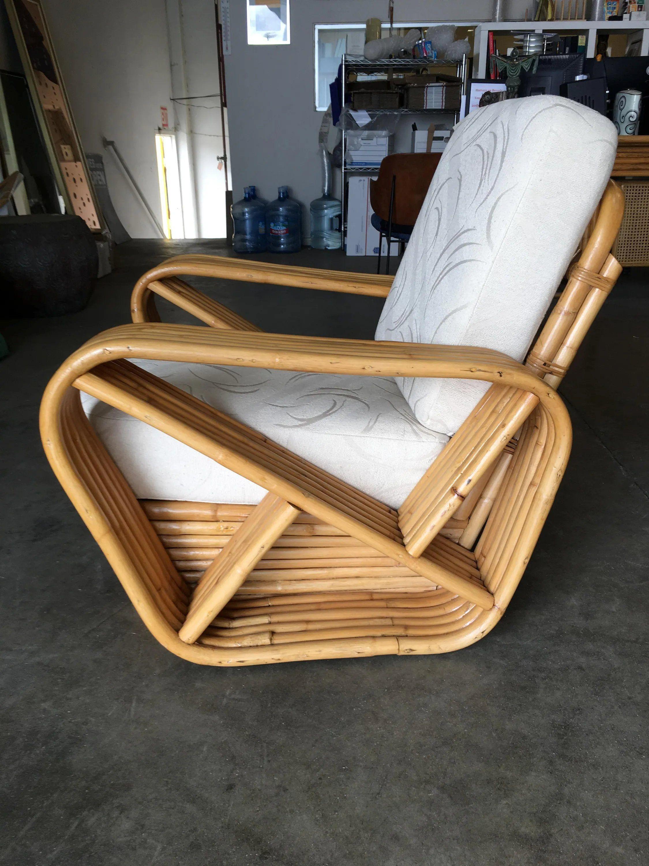 Restored Art Deco Six-Strand Rattan Sofa and Lounge Chair Set 4