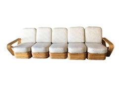 Restored Art Deco Six-Strand Square Pretzel Five-Seat Sectional Sofa