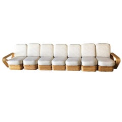 Restored Art Deco Six-Strand Square Pretzel Seven-Seat Sectional Sofa
