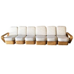 Restored Art Deco Six-Strand Square Pretzel Six-Seat Sectional Sofa