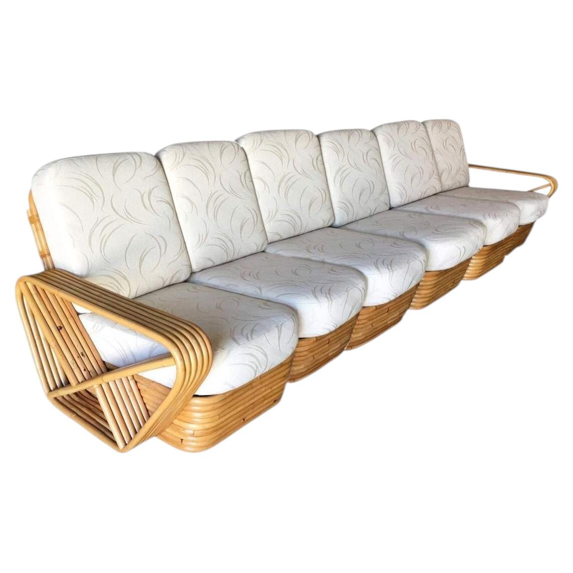 Restored Art Deco Six-Strand Square Pretzel Six-Seat Sectional Sofa