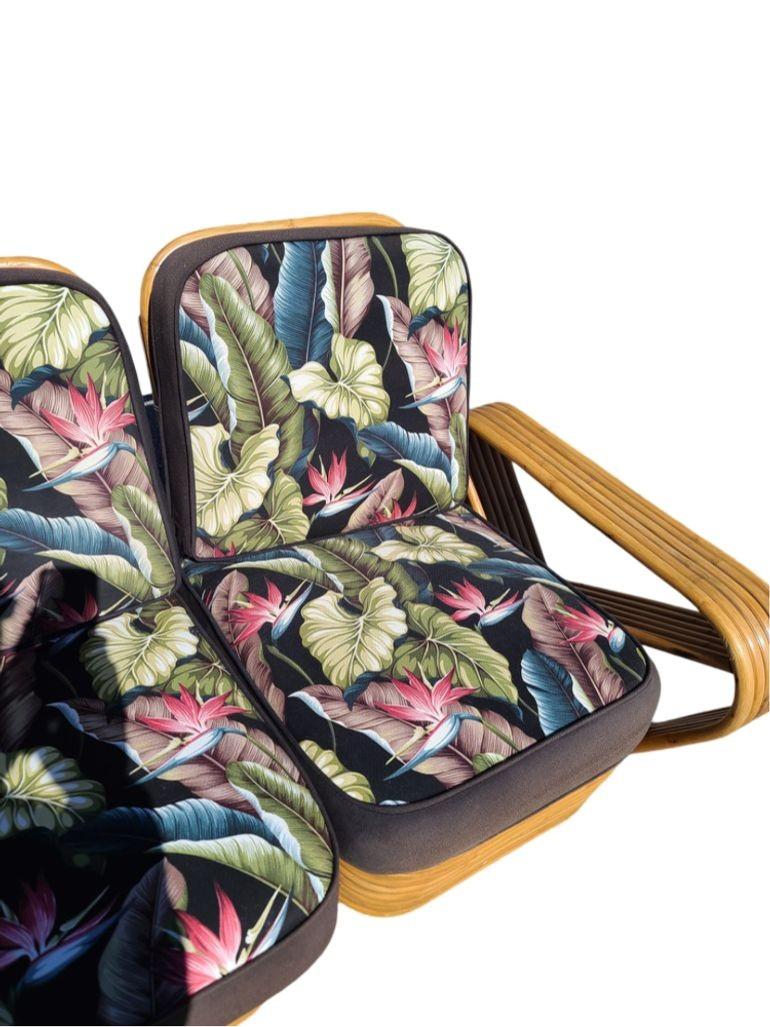 20th Century Restored Art Deco Six-Strand Stacked Rattan Sofa and Lounge ChairLiving Room set For Sale