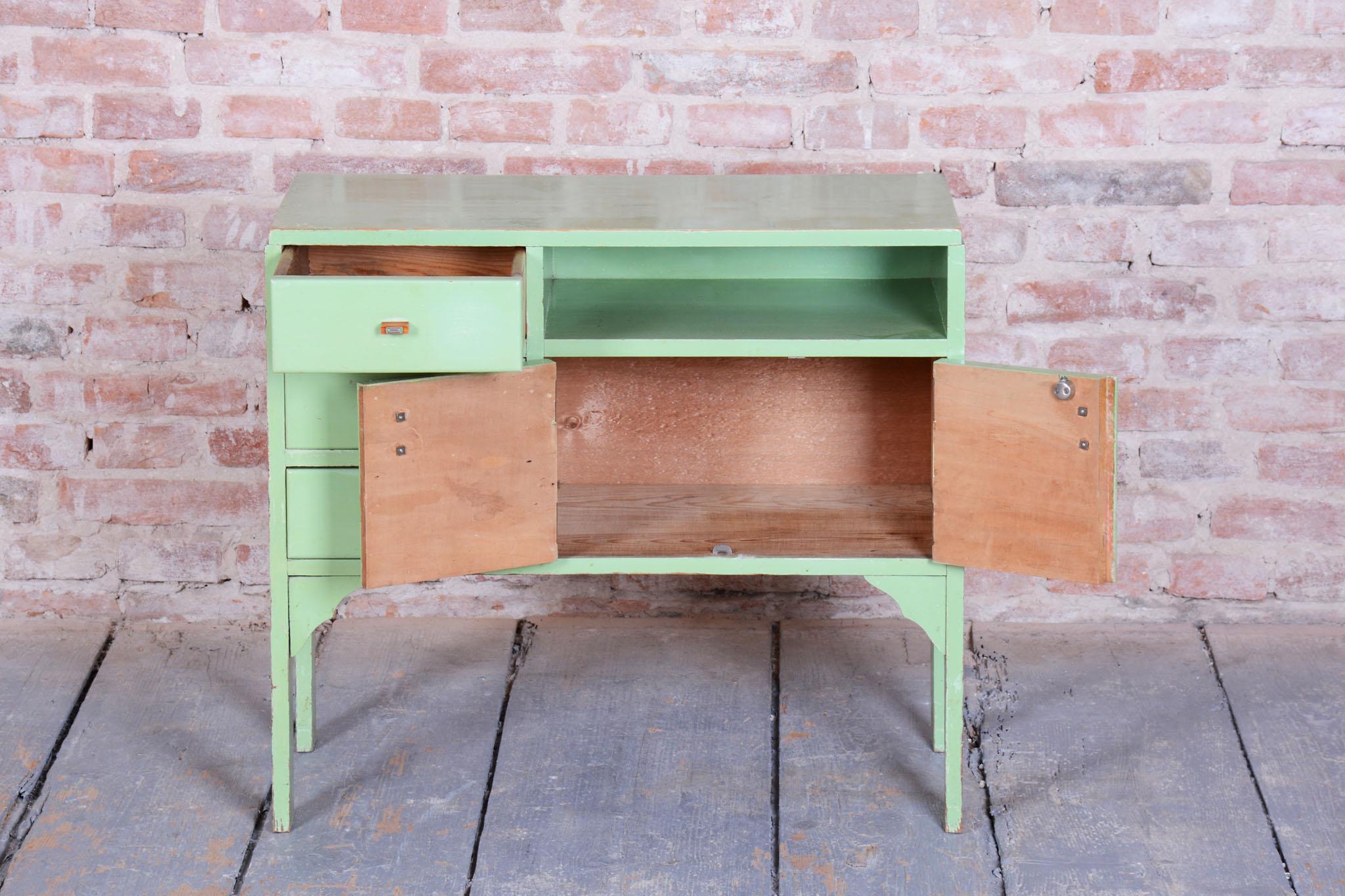 Restored Art Deco Small Cabinet, Spruce, Paint, Revived Polish, Czech, 1920s For Sale 1