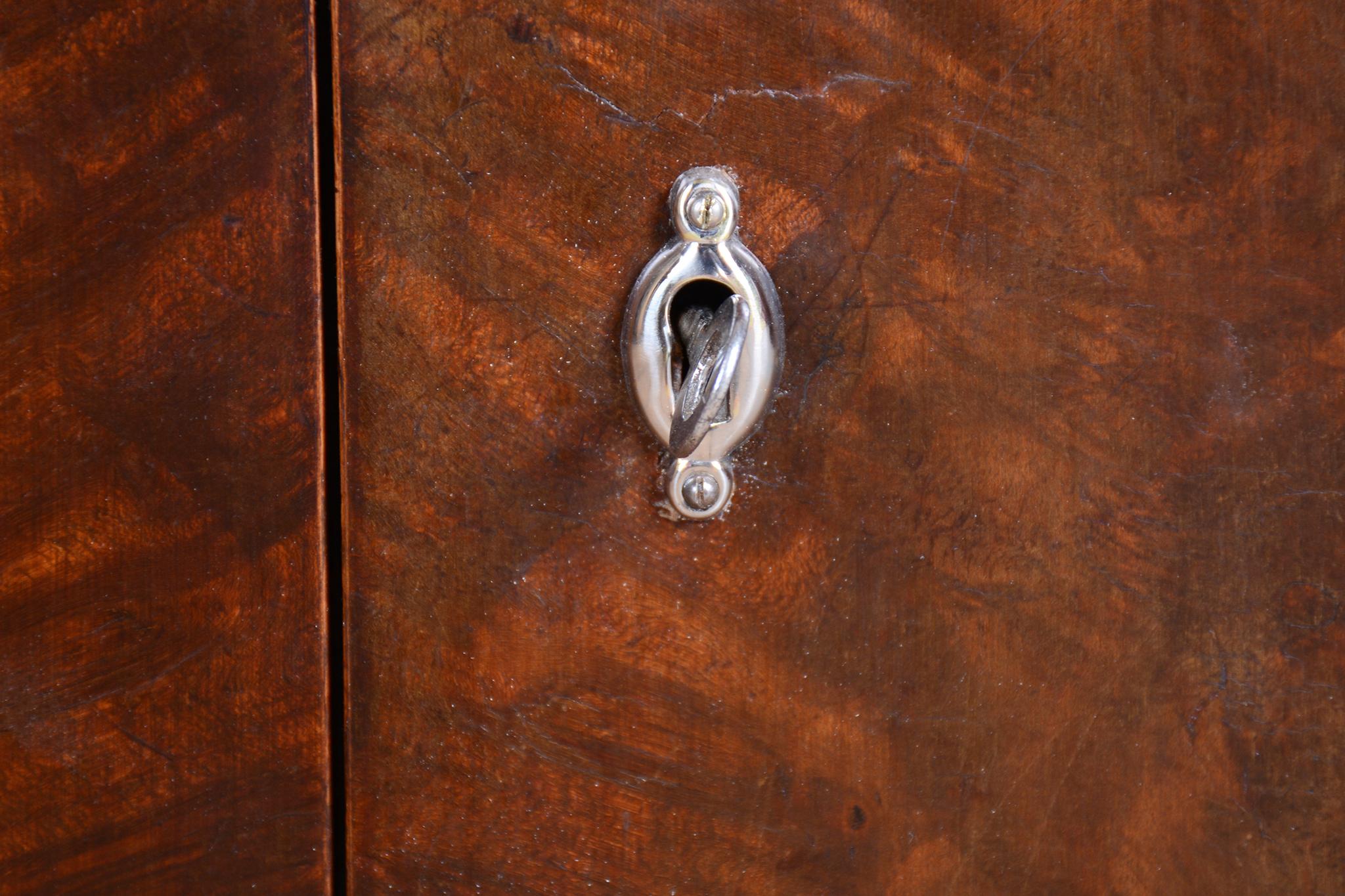 Restored Art Deco Small Cabinet, Walnut, Revived Polish, Czech, 1930s For Sale 2