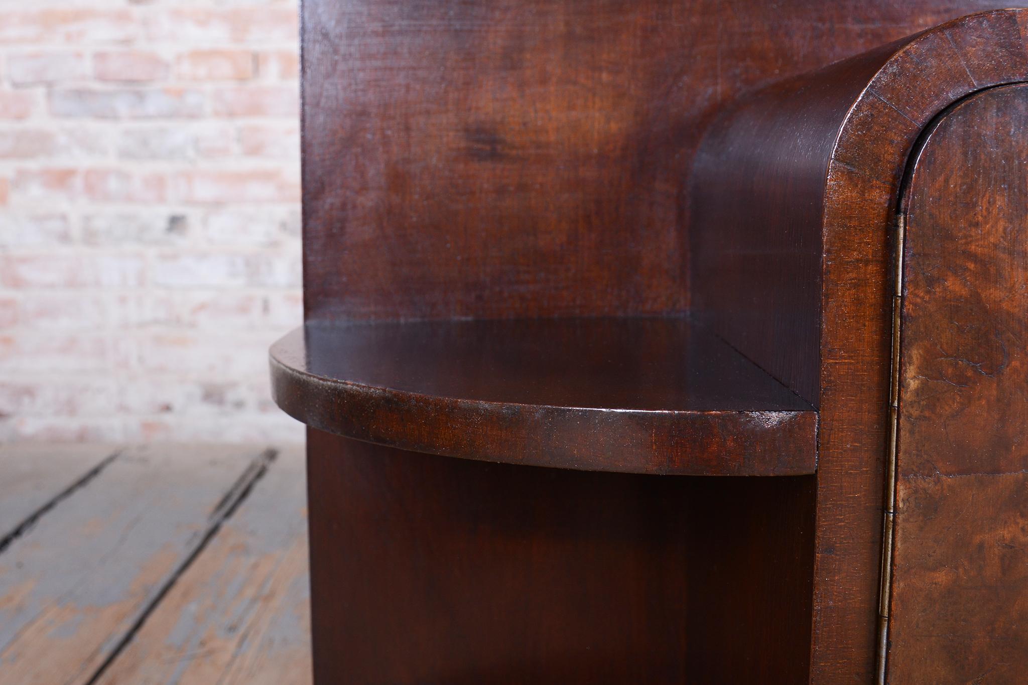 Restored Art Deco Small Cabinet, Walnut, Revived Polish, Czech, 1930s For Sale 4