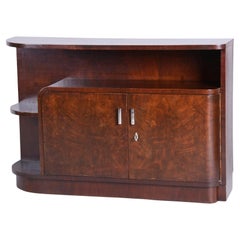 Restored Art Deco Small Cabinet, Walnut, Revived Polish, Czech, 1930s