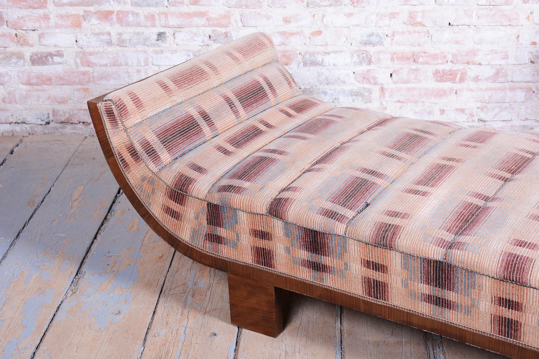 Fabric Restored Art Deco Sofa, Walnut, Revived Polish, Czech, 1920s For Sale