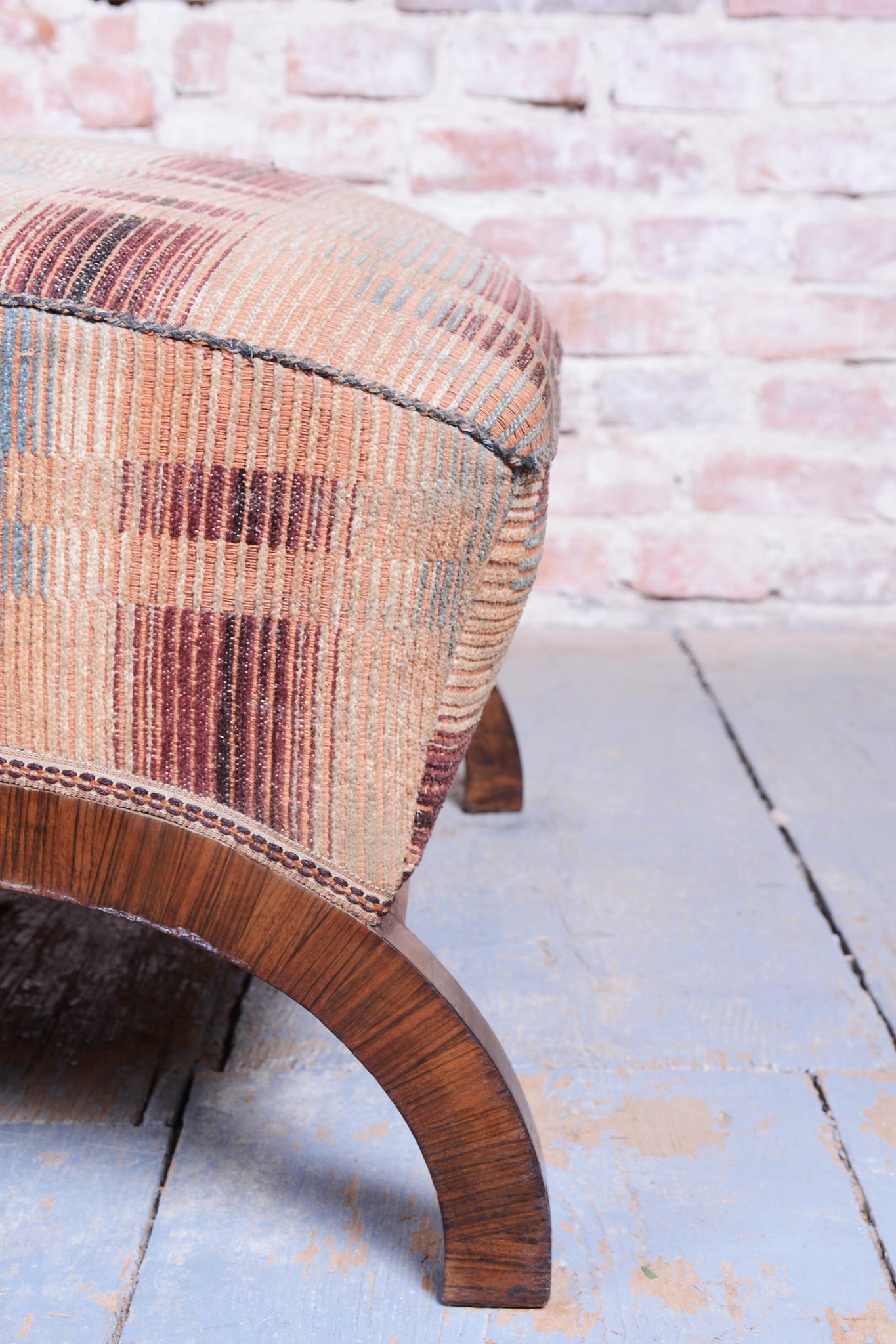 Restored Art Deco Sofa, Walnut, Revived Polish, Czech, 1920s For Sale 2