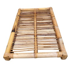 Restored Art Deco Stick Reed Rattan Serving Tray