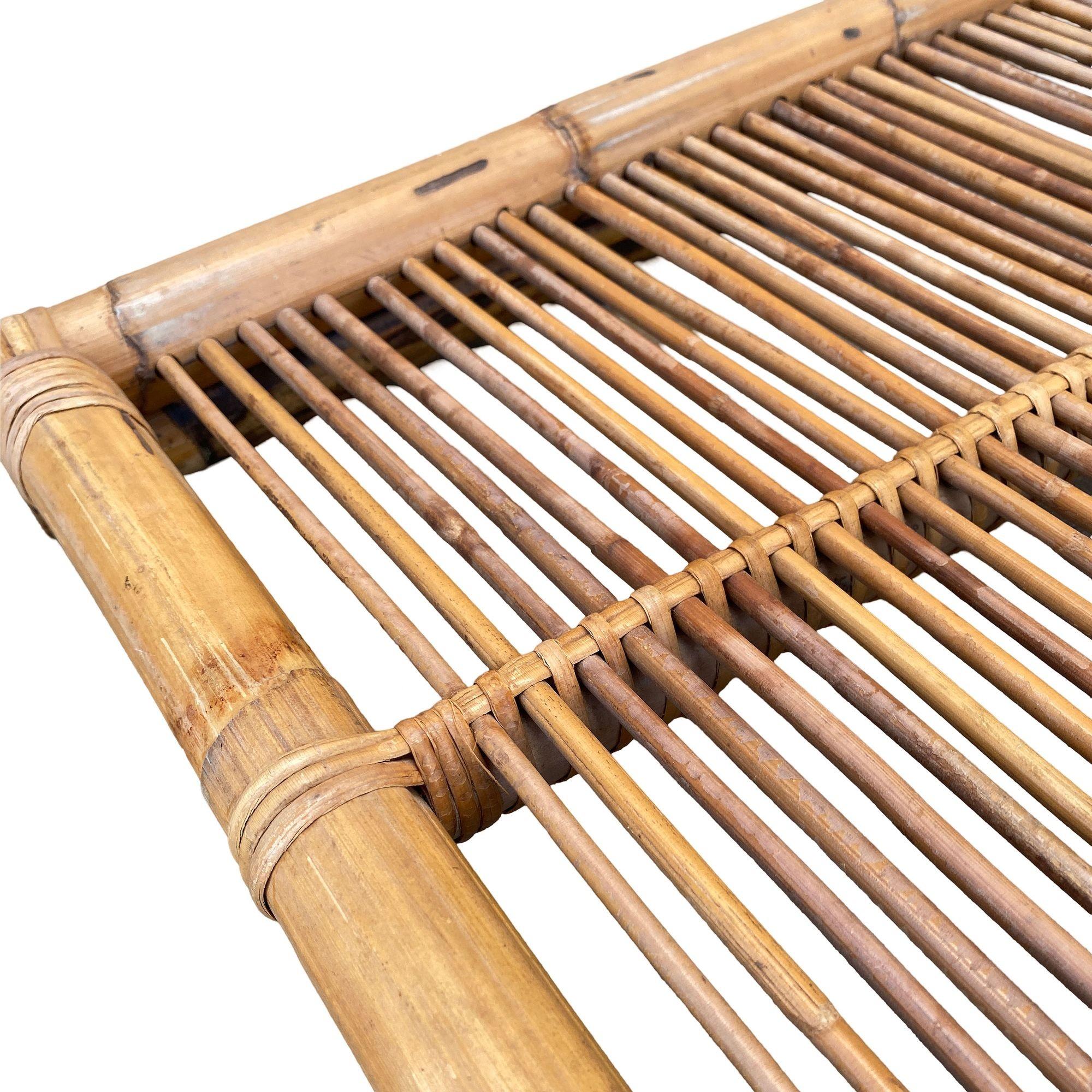 Mid-20th Century Restored Art Deco Stick Reed Rattan Serving Tray For Sale