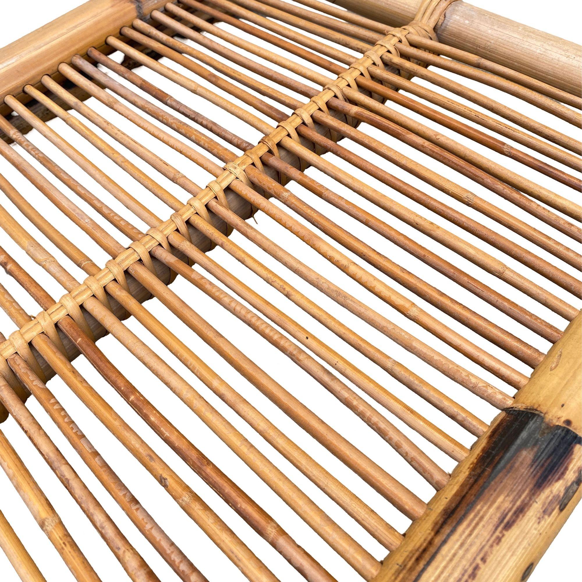 Restored Art Deco Stick Reed Rattan Serving Tray For Sale 1
