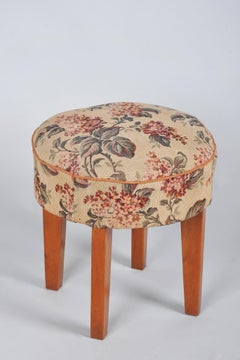 Tabouret Art Déco restauré, Beeche, polonais ravivé, retapissé, tchèque, années 1930