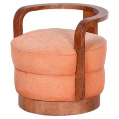 Restored Art Deco Stool by Jindřich Halabala, UP Závody, Walnut, Czech, 1920s