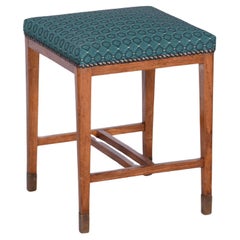 Sgabello Art Deco restaurato, nuova tappezzeria, lucidatura rinnovata, Oak, Ceco, anni '30