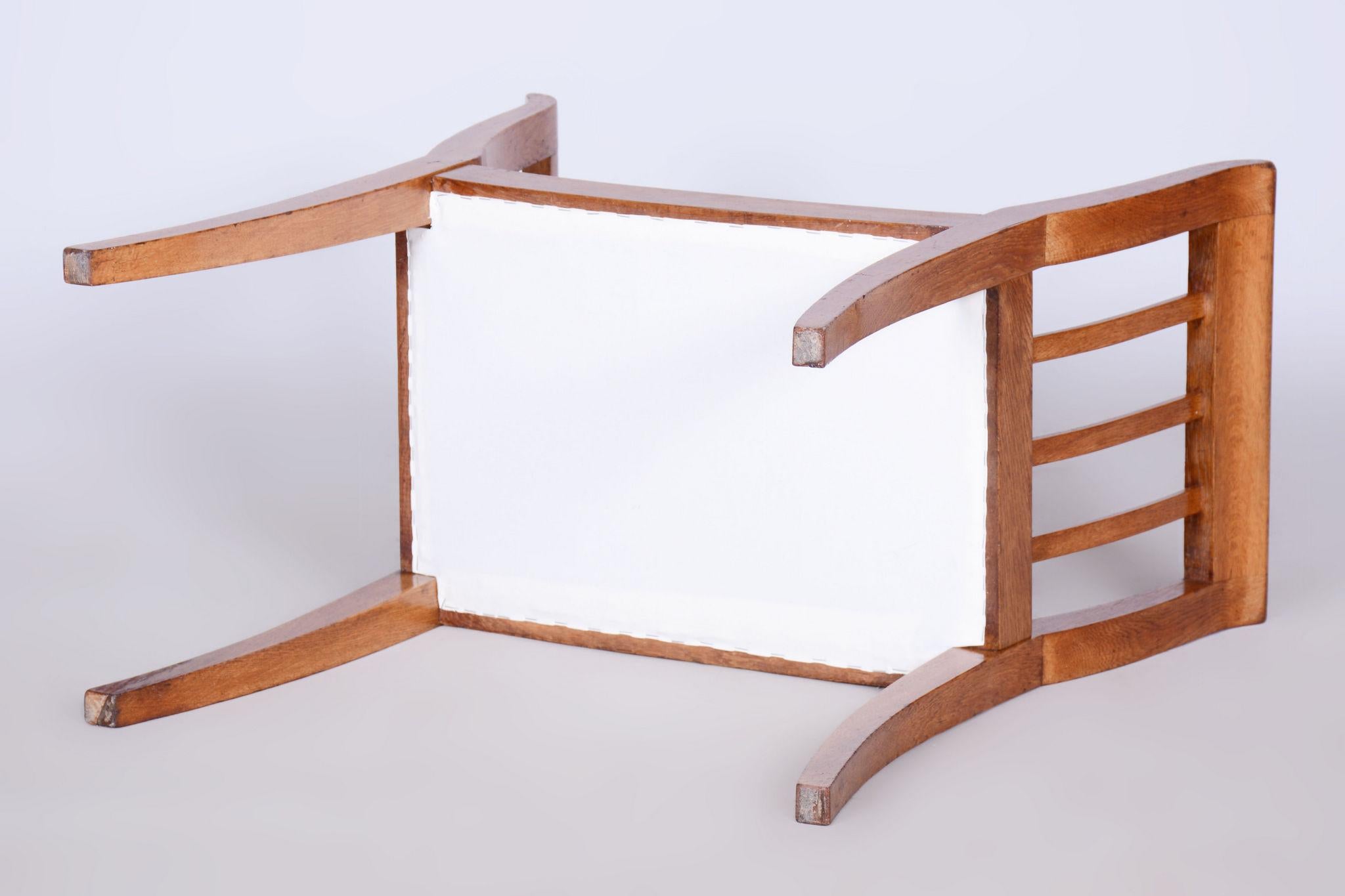 Restaurierter Art-Déco-Hocker, Eiche, neu restauriert, poliert, neu gepolstert, tschechisch, 1930er Jahre im Angebot 2