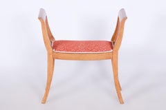 Sgabello Art Deco restaurato, Oak, lucidatura rinnovata, tappezzeria nuova, Repubblica Ceca, anni '30