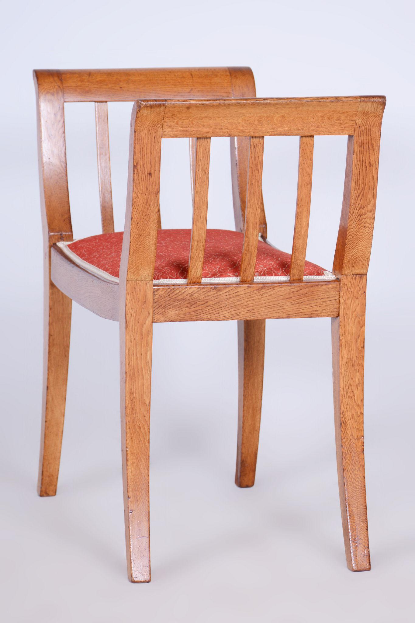 Restaurierter Art-Déco-Hocker, Eiche, neu restauriert, poliert, neu gepolstert, tschechisch, 1930er Jahre im Angebot 1