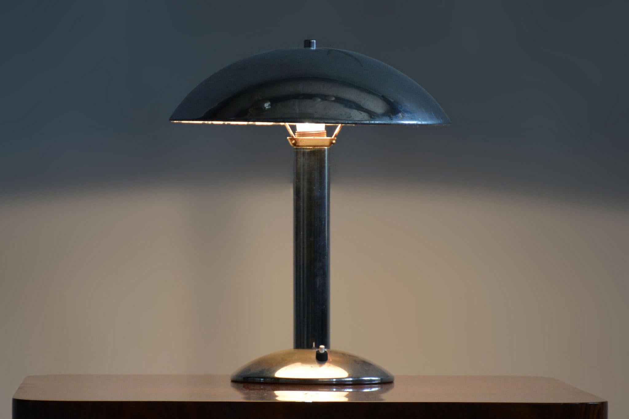 Restored Art Deco Table Lamp, by NAPAKO, New Electrification, Czech, 1930s For Sale 3