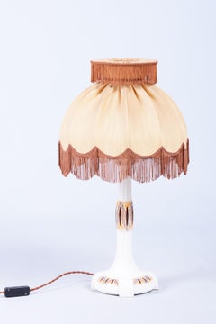 Lampe de table Art déco restaurée, en céramique, abat-jour en tissu, Autriche-Vienne, années 1910