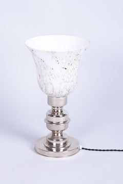 Restored Art Deco Table Lamp, Chrome-Plated Steel, Glass, Czech, 1920s