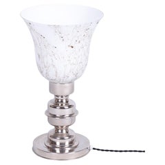 Restored Art Deco Table Lamp, Chrome-Plated Steel, Glass, Czech, 1920s