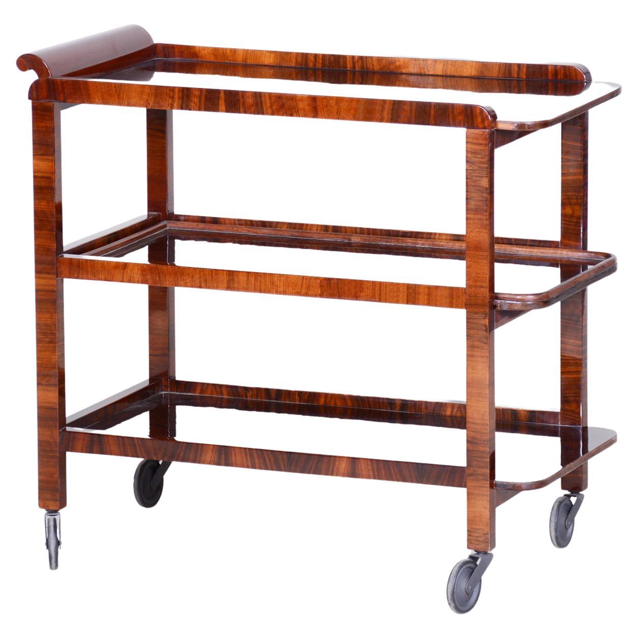 Restored Art Deco Trolley Made in the 1920s, by Mucke Melder, Walnut