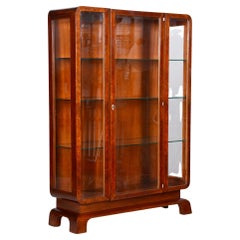 Restored Art Deco Walnut Display Cabinet, Czechia, 1920s