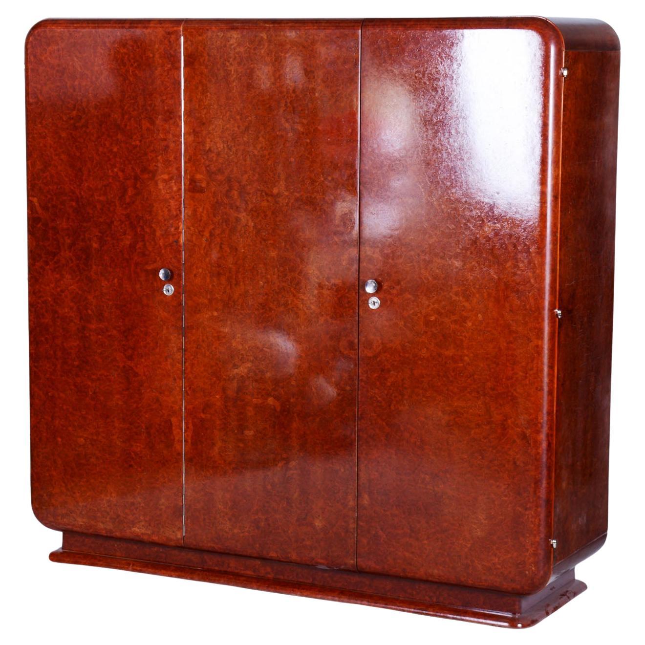Restored Art Deco Wardrobe, by J. Halabala, UP Zavody, Mahogany, Czech, 1920s
