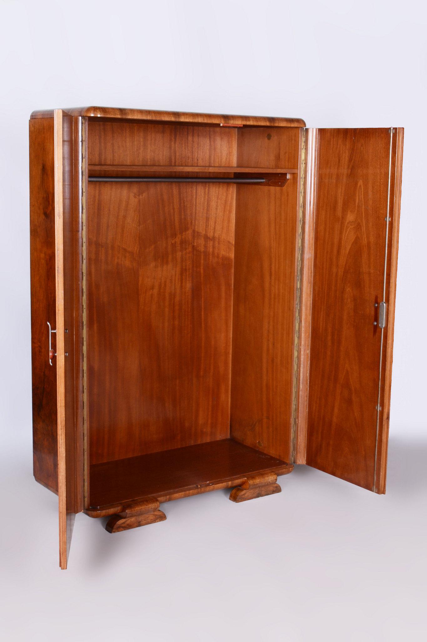 Restored Art Deco Wardrobe, by J. Halabala, UP Zavody, Walnut, Czech, 1920s 6