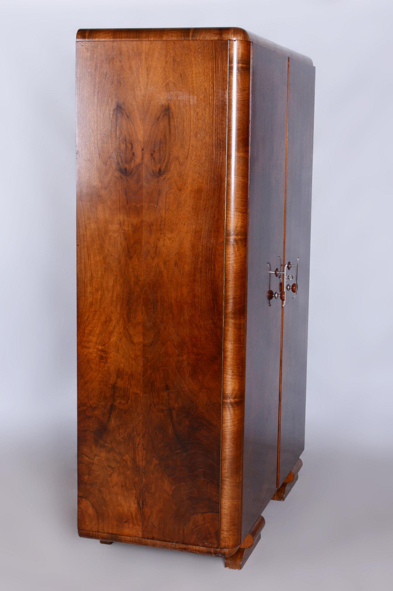 Restored Art Deco Wardrobe, by J. Halabala, UP Zavody, Walnut, Czech, 1920s 11