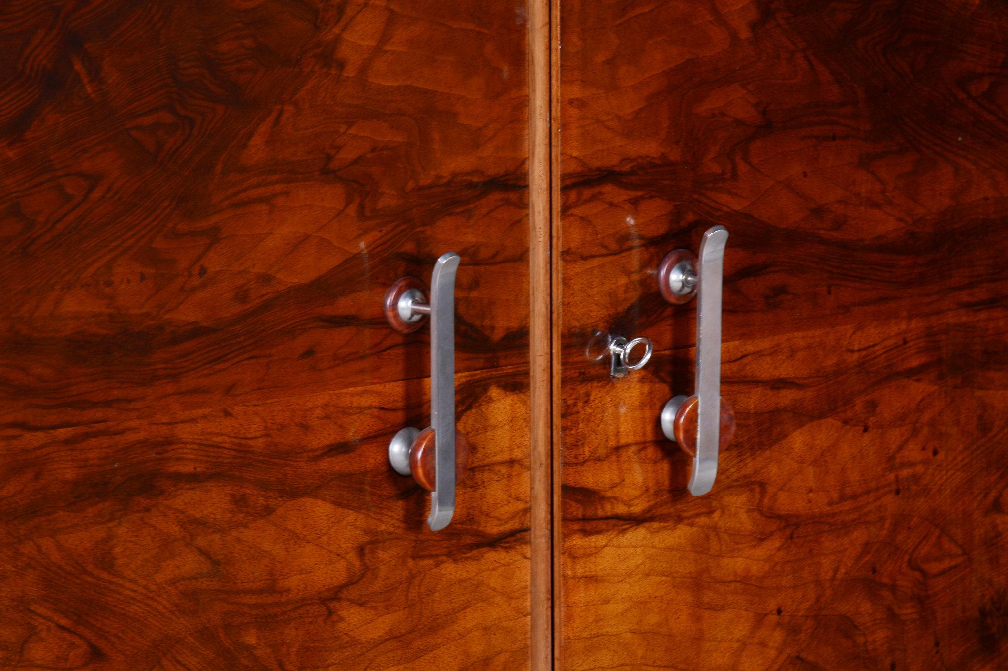 Restored Art Deco Wardrobe, by J. Halabala, UP Zavody, Walnut, Czech, 1920s 3