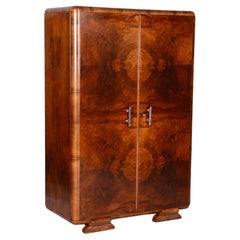 Restored Art Deco Wardrobe, by J. Halabala, UP Zavody, Walnut, Czech, 1920s