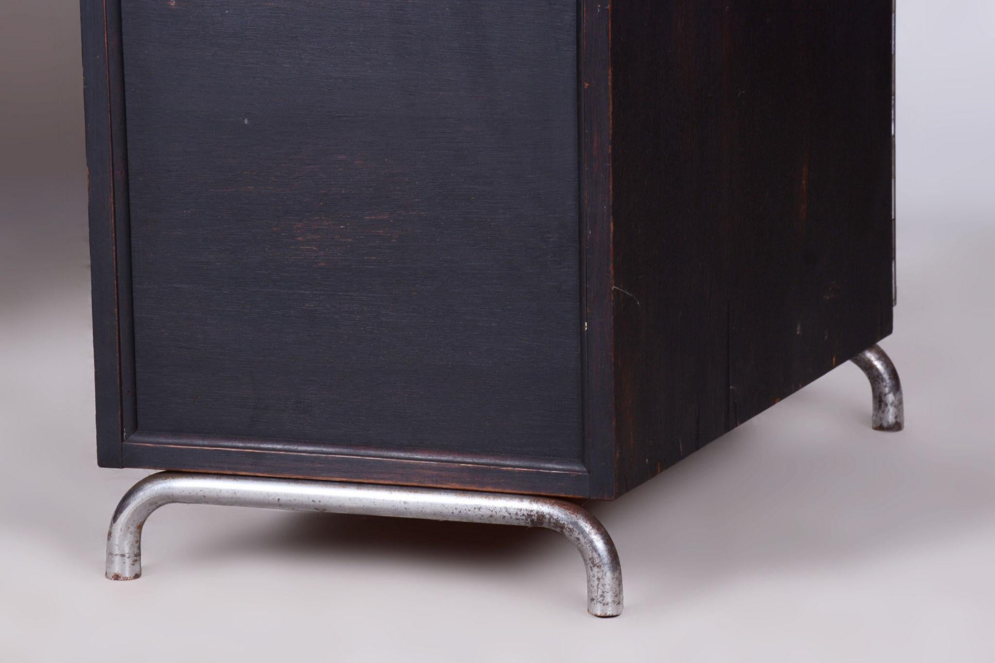Restored Art Deco Writing Desk, by Robert Slezak, Oak, Chrome, Czech, 1930s For Sale 10