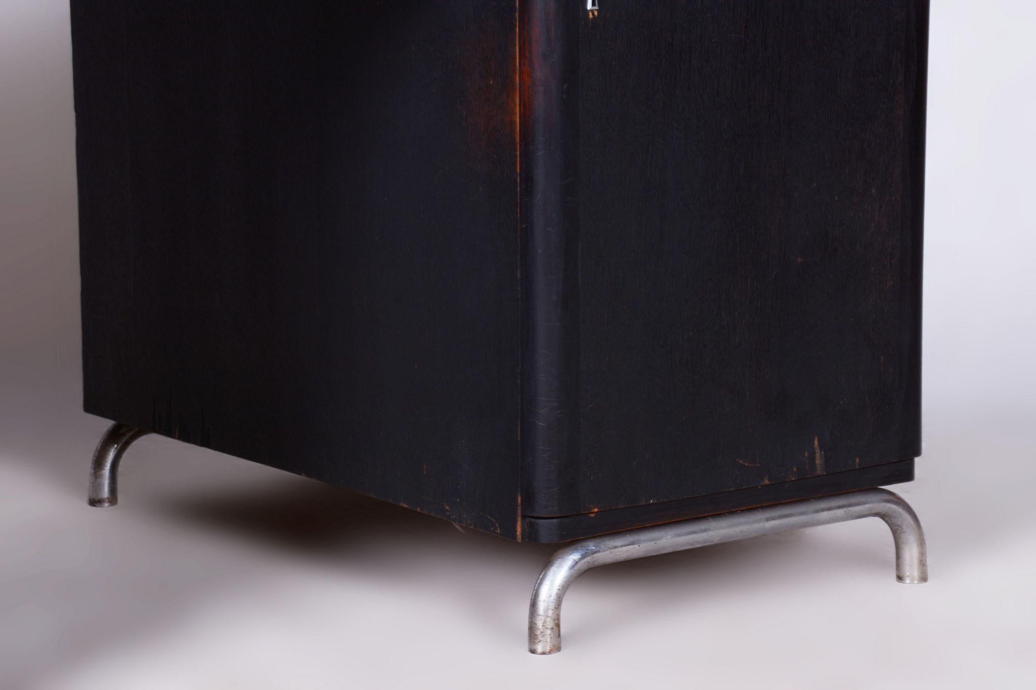 Restored Art Deco Writing Desk, by Robert Slezak, Oak, Chrome, Czech, 1930s For Sale 1